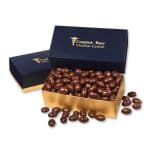 Custom Navy & Gold Gift Box w/Chocolate Covered Almonds with your company logo