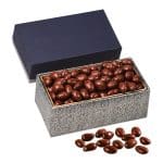 Custom Navy & Silver Gift Box w/Chocolate Covered Almonds with your company logo - 1