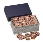 Custom Navy & Silver Gift Box w/English Butter Toffee with your company logo - 1