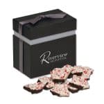 Custom Peppermint Bark in Elegant Treats Gift Box with your company logo