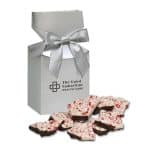 Custom Peppermint Bark in Silver Premium Delights Gift Box with your company logo - 1