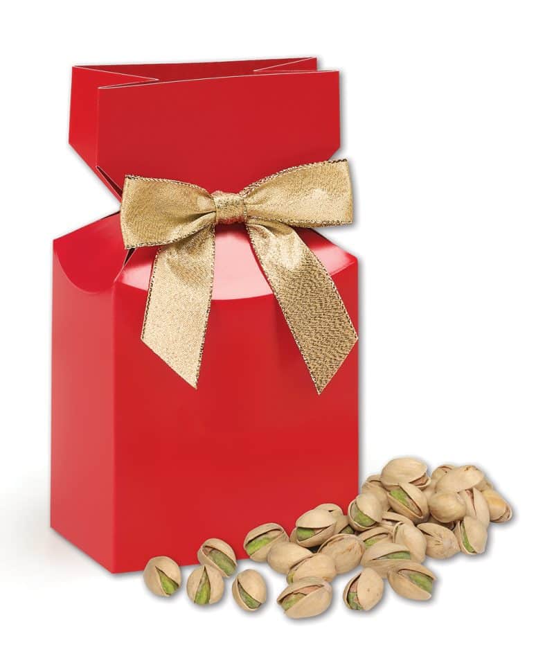Custom Red Gift Box w/California Pistachios with your company logo - 1