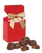 Custom Red Gift Box w/Chocolate Sea Salt Caramels with your company logo - 1