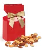 Custom Red Gift Box w/Deluxe Mixed Nuts with your company logo - 1