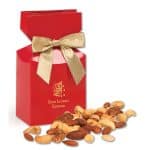 Custom Red Gift Box w/Deluxe Mixed Nuts with your company logo