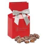 Custom Red Gift Box w/English Butter Toffee with your company logo