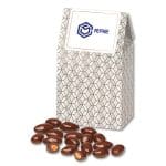 Custom Silver & Gold Geometric Gable Top Gift Box w/Chocolate Covered Almonds with your company logo