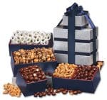 Custom Silver & Navy Tower of Treats with your company logo - 1