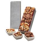 Custom Silver Snack Trio Gift Box w/Western Trail Mix with your company logo - 1