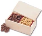 Custom Wooden Collector's Box w/Chocolate Almonds & Cashews with your company logo - 1