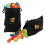 Custom Gummi Bears in Black Velour Gift Bag with your company logo