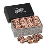 Custom Black & Silver Gift Box w/English Butter Toffee with your company logo