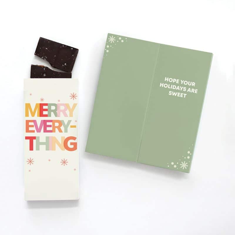 Custom One Color Foil-Stamped Stock Holiday Sentiment Sweeter Cards with Sea Salt Caramel Chocolate Bar with your company logo - 1