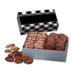 Custom Black Plaid Gift Box w/Toffee & Pecan Clusters with your company logo - 1