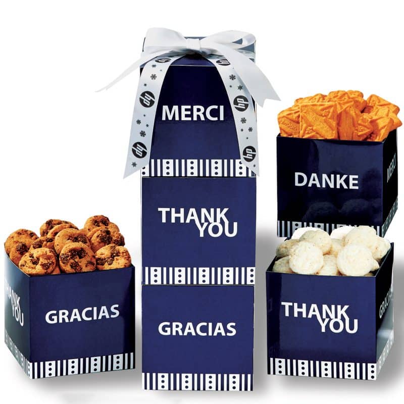 Custom Cube Shaped Cookie Tower with your company logo