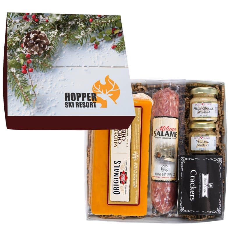 Custom Deluxe Charcuterie Gourmet Meat & Cheese Set Chairman Gift Box with your company logo