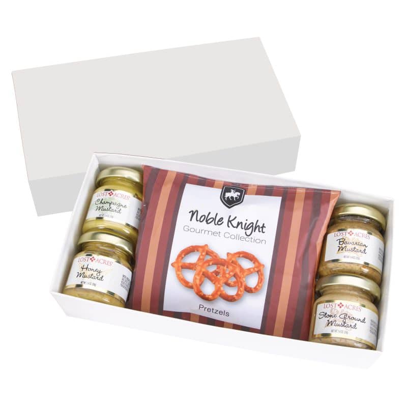 Custom Gourmet Mustard Set With Pretzels In Gift Box with your company logo - 1