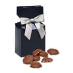 Custom Navy Gift Box w/Caramel Pecan Clusters with your company logo - 1