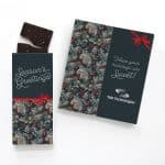 Custom One Color Foil-Stamped Stock Pine Boughs & Berries Sweeter Cards with Sea Salt Caramel Chocolate Bar with your company logo