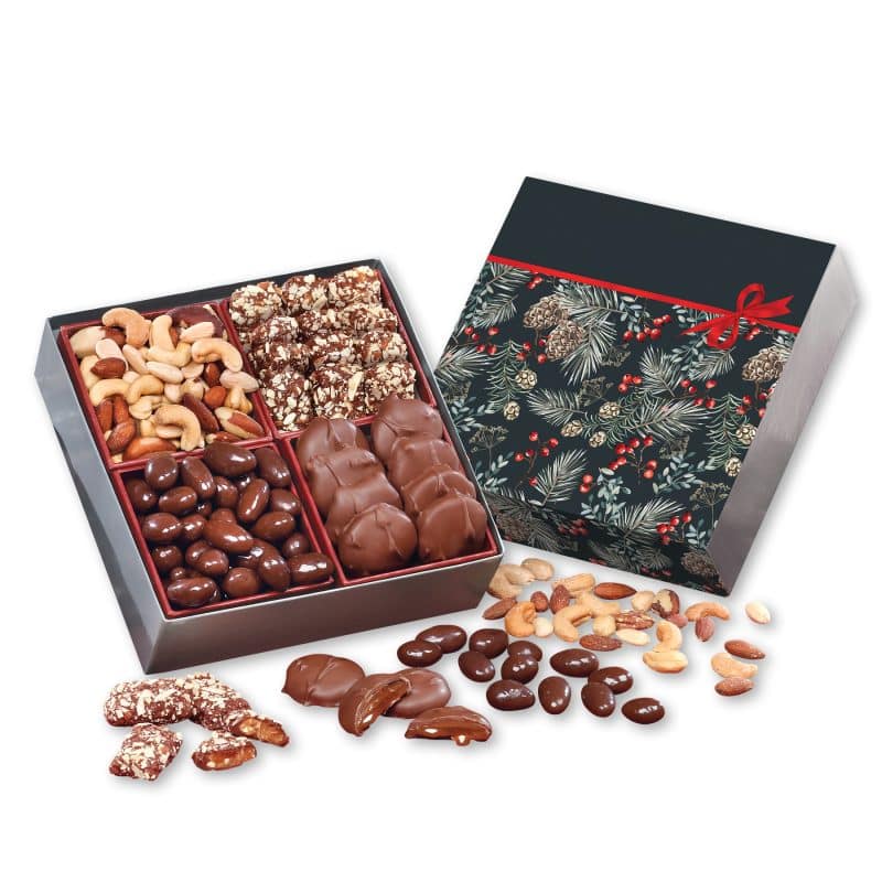 Custom Pine Boughs & Berries Sleeve Gift Box w/ Signature Assortment with your company logo - 1