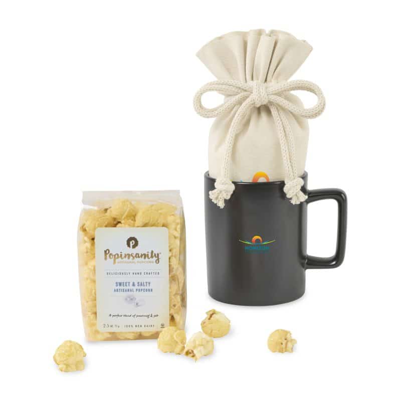 Custom Poppinsanity Artisanal Popcorn Mug Stuffer - Matte Black with your company logo - 2