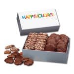 Custom Toffee & Pecan Clusters in Gift Box with Happy Holidays Sleeve with your company logo - 1