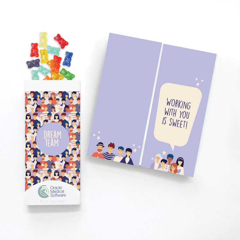 Custom Full-Color Custom Sweeter Cards with Gummi Bears with your company logo