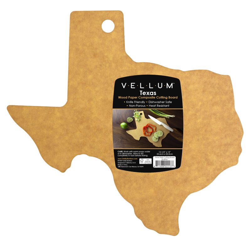 Custom 13 3/8" Vellum™ Texas Shaped Wood Paper Composite Serving & Cutting Board with your company logo - 1