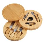 Custom 8 Piece Swivel Top Bamboo Cheese Board Set with your company logo - 1