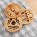 Custom 8 Piece Swivel Top Bamboo Cheese Board Set with your company logo