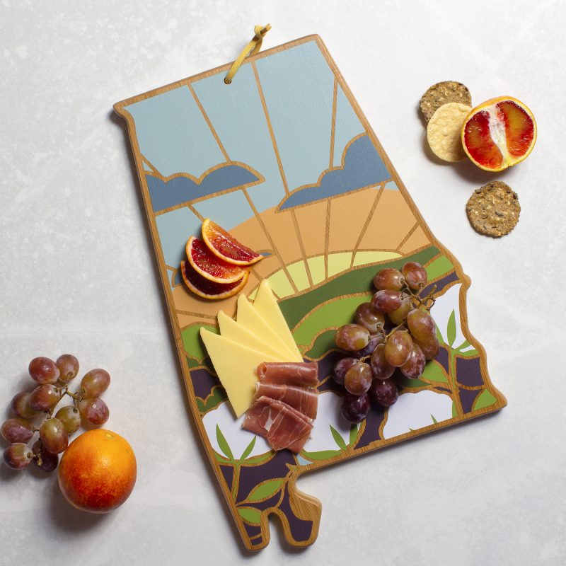 Custom Alabama State Shaped Cutting & Serving Board w/Artwork by Summer Stokes with your company logo - 1