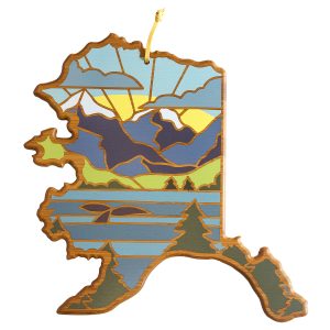 Custom Alaska State Shaped Serving & Cutting Board w/Artwork by Summer Stokes with your company logo
