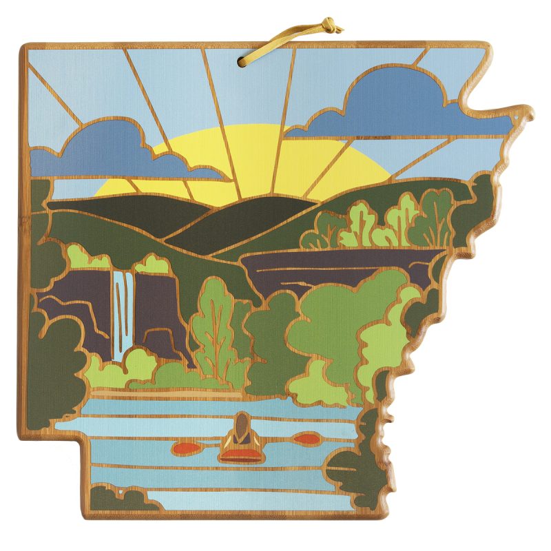 Custom Arkansas State Shaped Serving & Cutting Board w/Artwork by Summer Stokes with your company logo