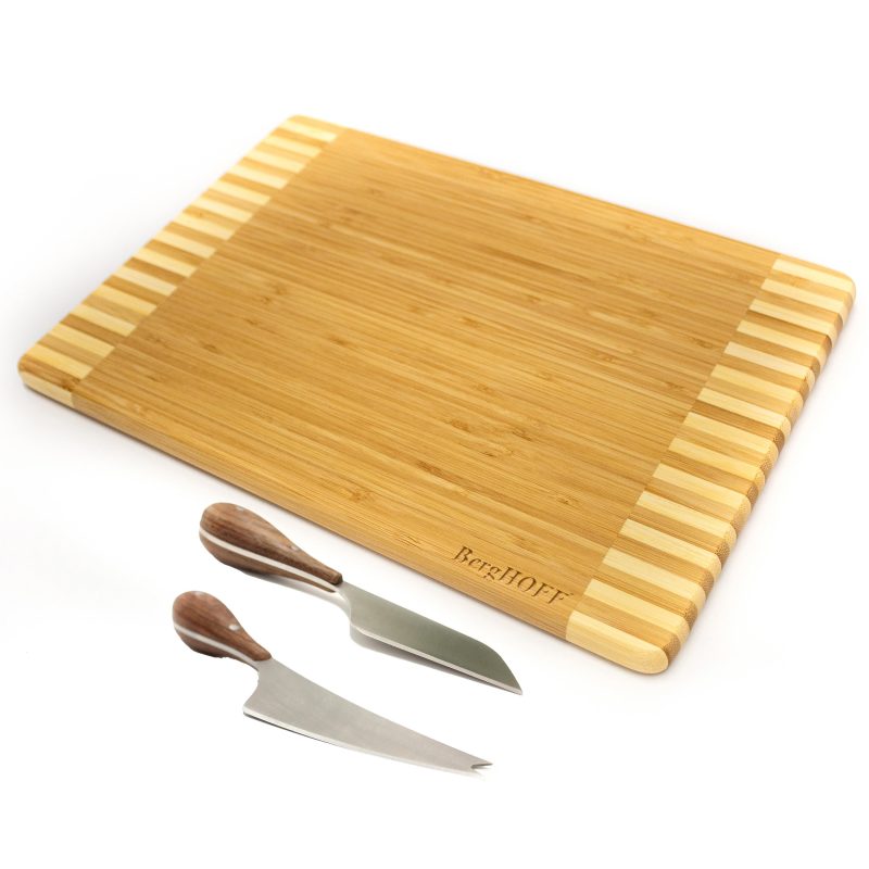 Custom BergHoff Bamboo 3Pc Rectangular Two-Toned Board Set/Aaron Probyn Cheese Knives with your company logo