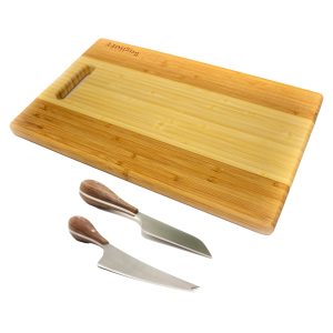 Custom BergHoff Bamboo 3Pc Two-Tone Board With Handle Set/Aaron Probyn Cheese Knives with your company logo