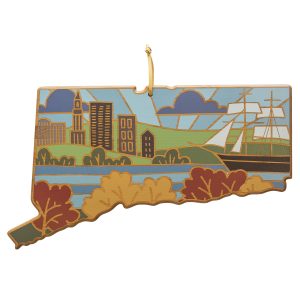Custom Connecticut State Shaped Serving & Cutting Board w/Artwork by Summer Stokes with your company logo