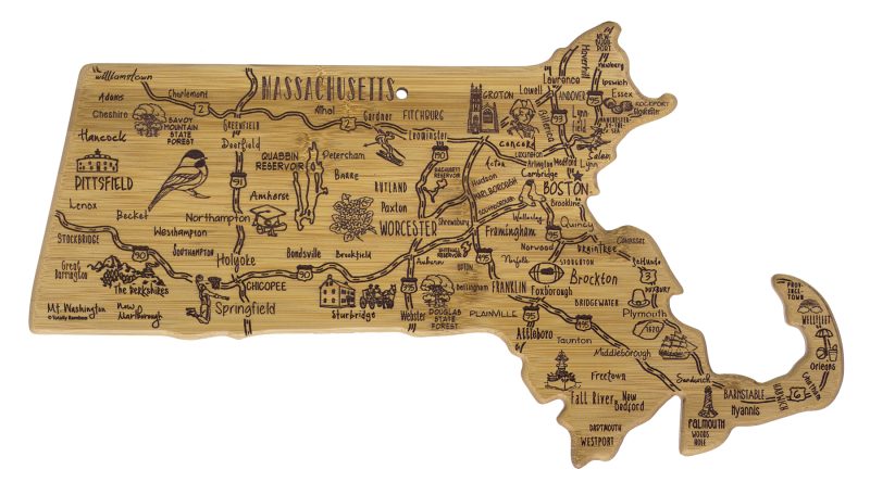 Custom Destination Massachusetts Cutting & Serving Board with your company logo