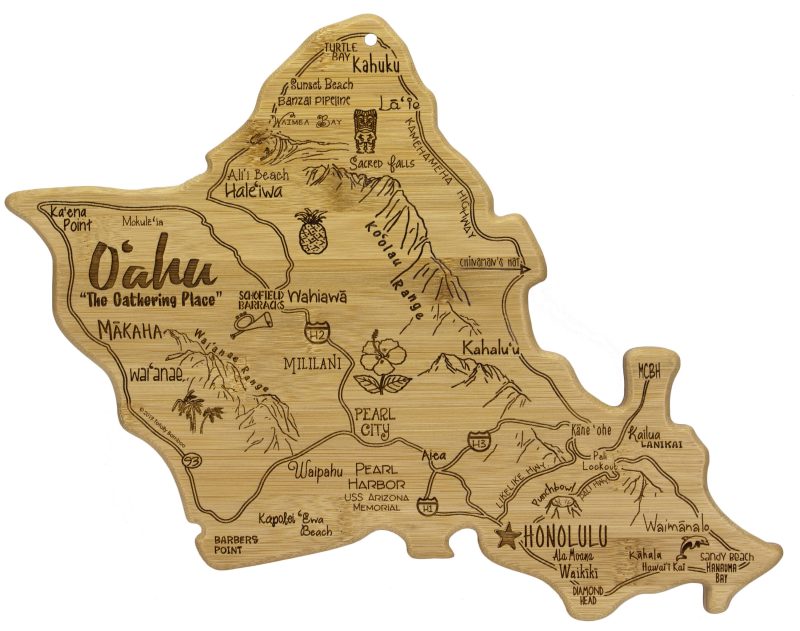 Destination-Oahu-Hawaii-Cutting-Serving-Board-20-8090 Custom Destination Oahu Hawaii Cutting & Serving Board with your company logo