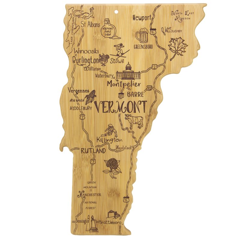 Custom Destination Vermont Bamboo Cutting & Serving Board with your company logo