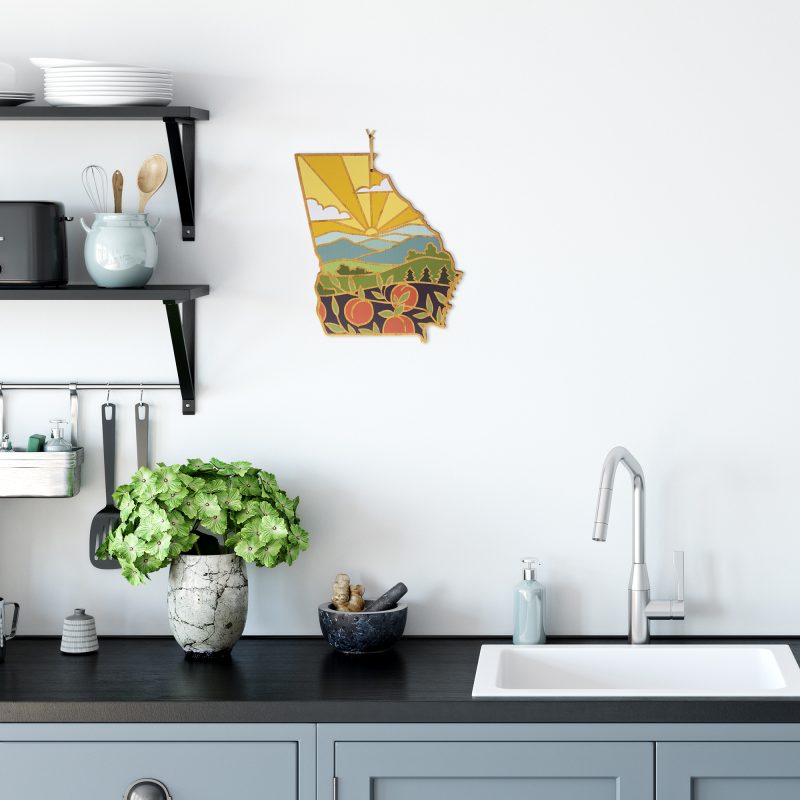 Custom Georgia State Shaped Cutting & Serving Board w/Artwork by Summer Stokes with your company logo - 4