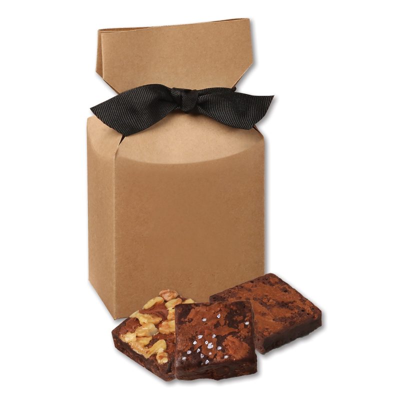 Custom Gourmet Brownies in Kraft Premium Delights Gift Box with your company logo - 1
