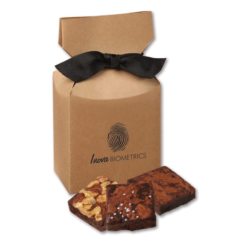 Custom Gourmet Brownies in Kraft Premium Delights Gift Box with your company logo