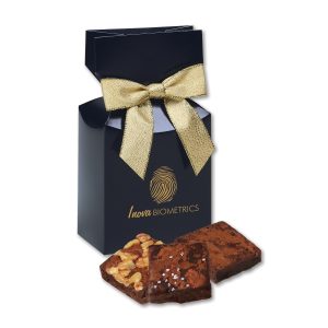 Custom Gourmet Brownies in Navy Premium Delights Gift Box with your company logo