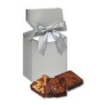 Custom Gourmet Brownies in Silver Premium Delights Gift Box with your company logo - 1