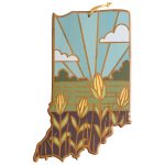 Custom Indiana State Shaped Serving & Cutting Board w/Artwork by Summer Stokes with your company logo