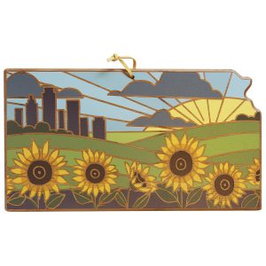 Custom Kansas State Shaped Serving & Cutting Board w/Artwork by Summer Stokes with your company logo
