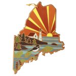 Custom Maine State Shaped Serving & Cutting Board w/Artwork by Summer Stokes with your company logo