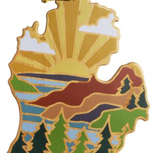 Custom Michigan (Mitten) State Shaped Cutting & Serving Board w/Artwork by Summer Stokes with your company logo