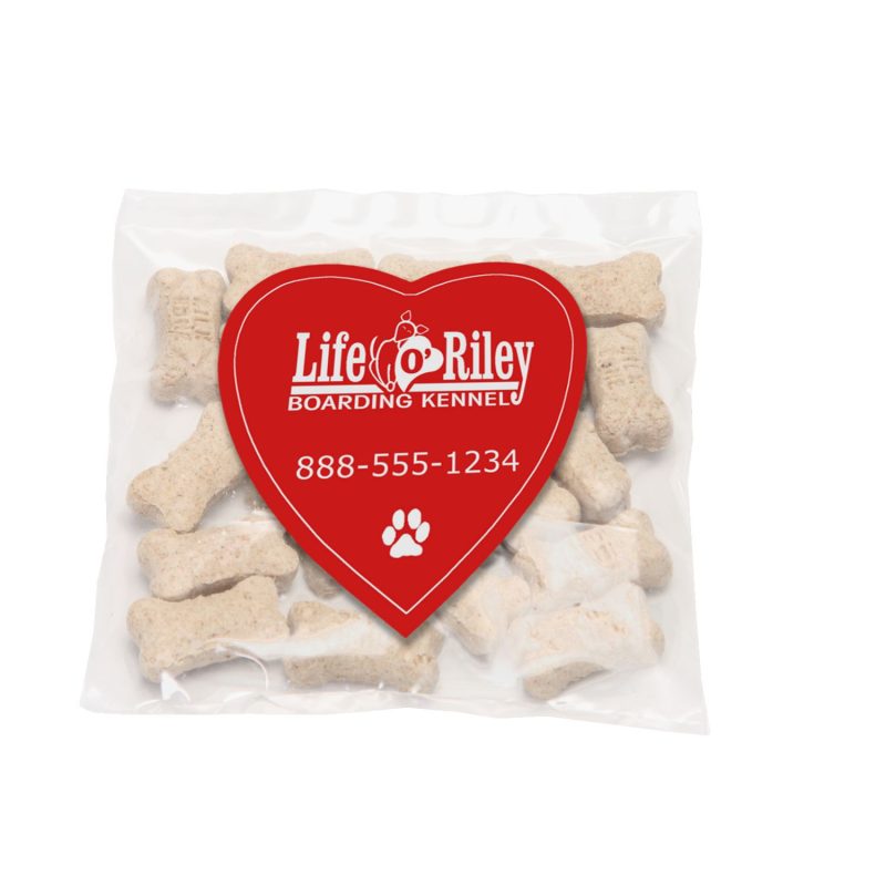 Custom Mini Snack Bag with Large Heart Magnet Pet Fill with your company logo