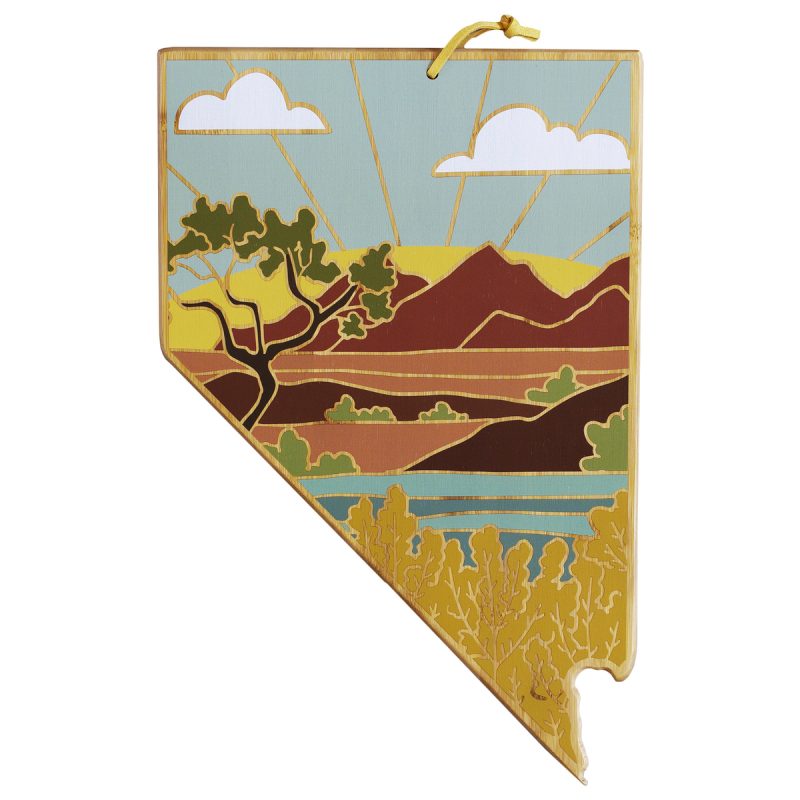 Custom Nevada State Shaped Cutting & Serving Board w/Artwork by Summer Stokes with your company logo